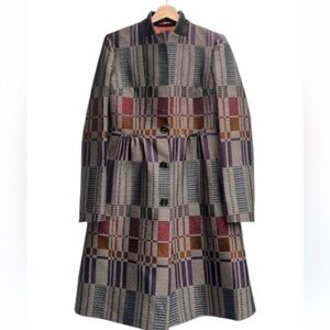 New Etro Wool Patchwork Trench Coat Size 44